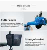 Nouveau chariot électrique à trois roues pour l'entretien des hôtels, balayeuse autoportée, scooter de nettoyage propulsé, garantie 1 an