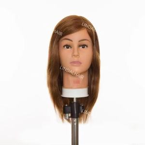 LINDALHAIR Pro Styling cabeza <span class=keywords><strong>de</strong></span> Maniquí <span class=keywords><strong>de</strong></span> cabello características europeas, 100% cabello humano, <span class=keywords><strong>tonos</strong></span> <span class=keywords><strong>de</strong></span> piel personalizables longitudes <span class=keywords><strong>de</strong></span> cabello para entrenamiento - Product Image 4