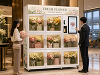 Kiosco Expendedor de Ramos de Flores Frescas, Máquina Expendedora Automática de Flores Refrigerada de 9 Puertas con Iluminación LED y Control de Temperatura