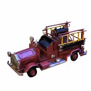 Antique Mini Classic Fire Truck Model Retro Vintage Wrought Metal Crafts For Home/Pub/Cafe Decoration Or Birthday Gift