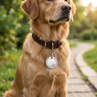Médaille Ronde pour Collier de Chien en Alliage de Zinc, avec Empreinte de Patte, Identifiant d'Animal de Compagnie pour Collier, Personnalisation Possible