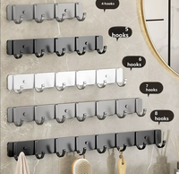 Porte-manteau mural métallique extra long à 8 crochets pour manteaux et serviettes, gain de place, pour cuisine, salle de bain, salon, organisateur de porte écologique