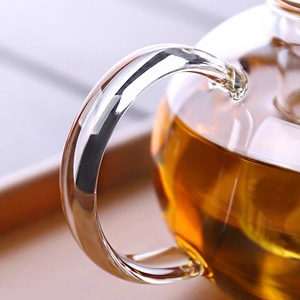 Service à thé et café CLASSIQUE en verre borosilicate soufflé à la main avec infuseur et chauffe-thé pour le bureau - Product Image 4