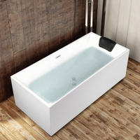 Baignoire de massage rectangulaire autoportante en acrylique blanc écologique moderne, portable, avec drain, capacité 2 personnes, pour usage hôtelier