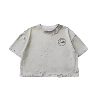 T-shirt en coton épais 300 g/m² pour homme, impression numérique personnalisée, délavé à l'acide, effet soleil, t-shirts vintage usés pour homme