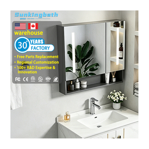 <span class=keywords><strong>Armoire</strong></span> de salle de bain murale grise moderne et abordable, meuble-lavabo étanche avec miroir pour projets hôteliers - Product Image 1