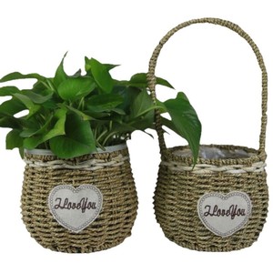 Wicker <b>Flower</b> Baskets Handheld <b>Rectangular</b> Weaved Straw Plant <b>Pots</b> Decorative Gift Basket For Home Garden - Product Image 5