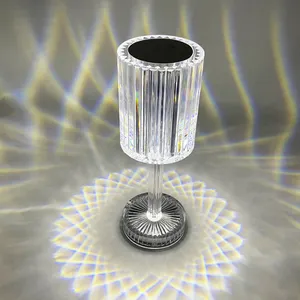 Proyector de luz led de noche de proyección, lámpara de mesa táctil de lujo recargable con usb, cristal acrílico, color moderno rgb