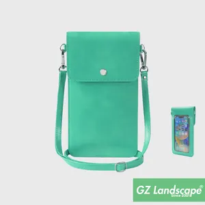 Bolsa longa ocidental crossbody para celular, carteira de bolso para celular, designer com logotipo personalizado, bolsa pequena em couro pu com tela sensível ao toque para celular, para mulheres pretas