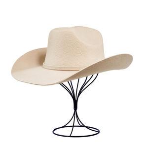 Sombrero de Vaquero de Fieltro de Lana 100%, Estilo Americano Occidental, Sombrero de Vaquero de Texas, Sombrero de Vaquero de Cuerno Largo, Sombrero de Vaquero Vintage de Ala Ancha con Boa - Product Image 5