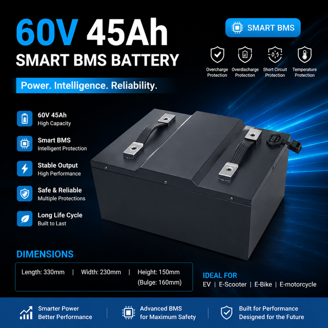 60V 45Ah Lithium Battery Pack Smart BMS High Performance EV Battery for Electric Scooter E-Motorcycle Tricycle