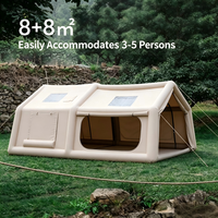Tenda Atap Tiup Kapas Hijau 8+8m Empat Musim untuk Berkemah di Luar Ruangan, Tahan Air dengan Lem Hitam, untuk Berkemah Keluarga dan Glamping