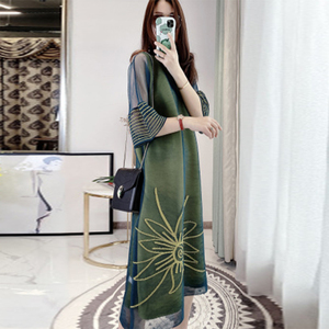 Nuevo verano 2020 Miyake suelto y simple Mandarín de manga de las mujeres <span class=keywords><strong>vestido</strong></span> <span class=keywords><strong>midi</strong></span> - Product Image 4