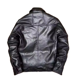 Veste en cuir <span class=keywords><strong>de</strong></span> chèvre pleine fleur pour homme, style chasse rétro personnalisé, col rabattu, faible MOQ, OEM, pour <span class=keywords><strong>l</strong></span>'hiver, style motard - Product Image 5