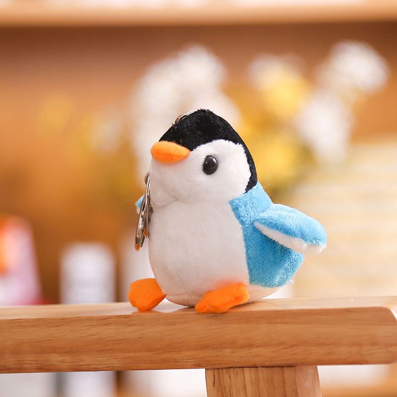 Grigio) Portachiavi a forma di pinguino morbido di peluche, adorabile