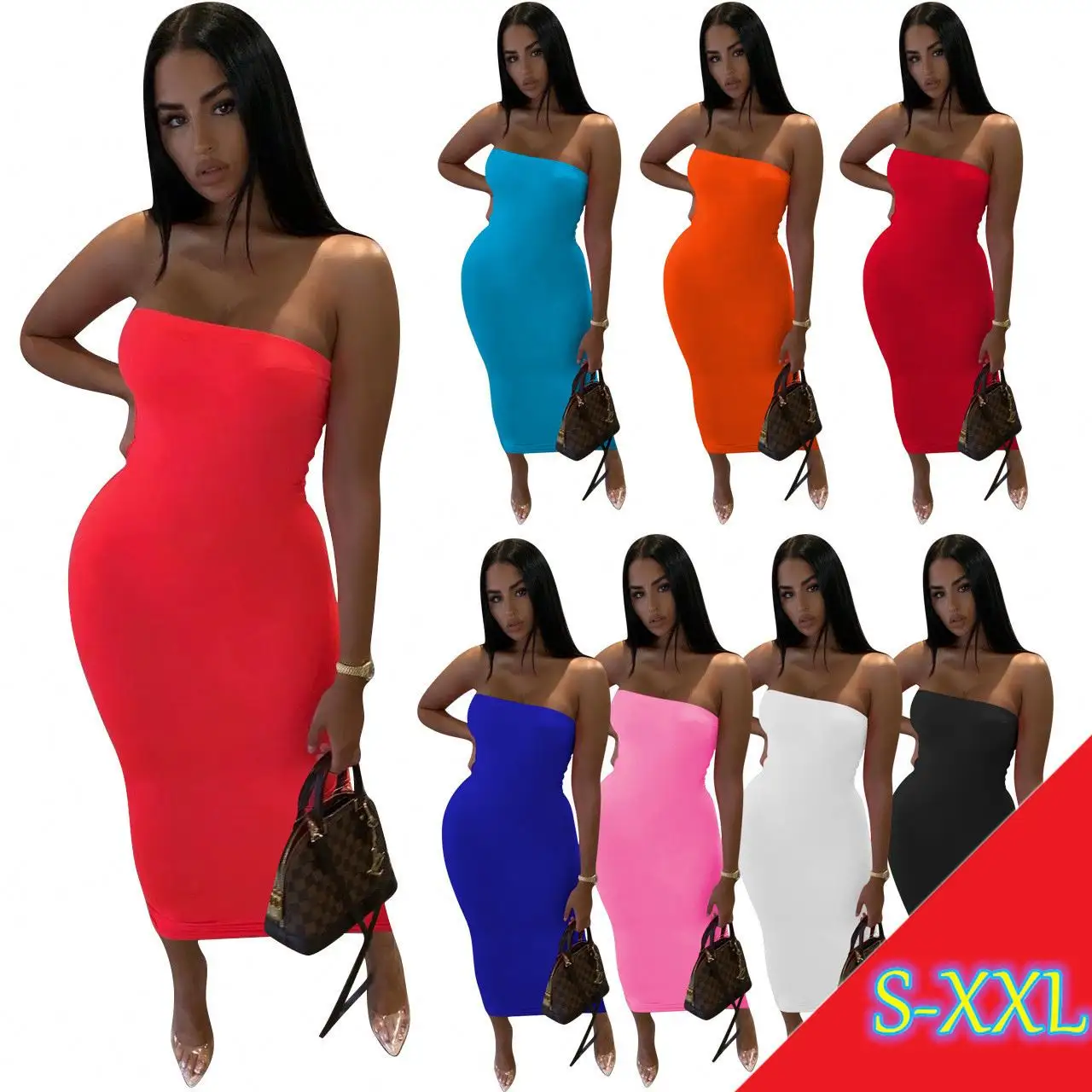 NK243 2021 Bodycon Ladies Dress Solid Color Women Lady Elegant Girls Maxi Dresses Sexy Sundresses