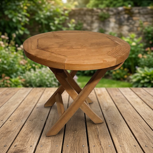 Table basse pliable en teck artisanale minimaliste moderne, écologique, pour salon, Gubuk Bali Indonésien - Product Image 3