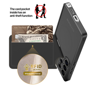 Three in one card holder phone case suitable for S25Ultra phone case, dual card holder, fully wrapped magnetic phone case - Product Image 4