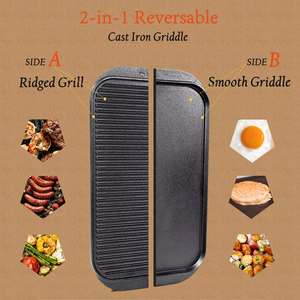 Không Dính Thân Thiện Với Môi Tùy Chỉnh Hình Chữ Nhật Hình Dạng Đúc Sắt Đôi Vỉ Nướng Nướng Khay Đồ Nấu Nướng Cho Phổ Bếp Ngoài Trời BBQ - Product Image 5