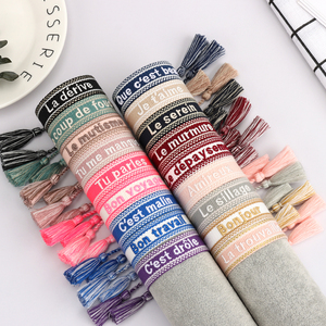 Kunden spezifisches Stick muster Hand gefertigte Armbänder Personal isierte verstellbare gewebte Quaste Trendy Happiness Bestickt für Frauen - Product Image 1