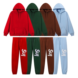 Sweat-shirts unisexes 1:1 de haute qualité en coton pour l'automne, coupe classique, noir, gris, rouge, bleu, broderie 3D, anti-plis, doublés - Product Image 2
