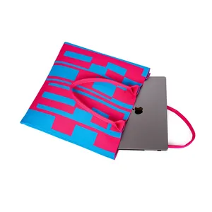 กระเป๋าถักไหมพรม กระเป๋าสะพายไหล่ถักไหมพรม กระเป๋าถือผู้หญิงขนาดใหญ่ ความจุเยอะ ทำจากโพลีเอสเตอร์ สายสะพายสองเส้น พกพาสะดวก ปิดแบบเปิด ดีไซน์ใหม่ทันสมัย - Product Image 3