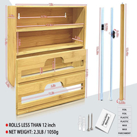 Dispenser Kertas Lilin Kayu Portabel 2 In 1 3 In 1 untuk Organizer Laci, Dispenser Aluminium Foil Bambu dengan Pemotong