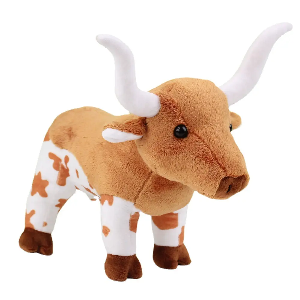 Hot Sales Zeb Texas Longhorn Bull Plush Stuffed Animal Brown Plush Cow Figure Plushies Custom Doll Manufactures Gift Toys