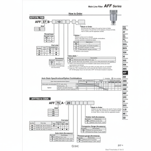 Modèle de filtre de ligne principale SMC Pneumatics AFF37B-10D produit de filtre à air - Product Image 1