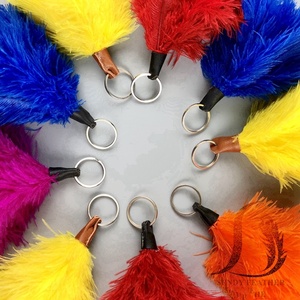 RTS Vente en gros de porte-clés en plumes d'autruche durables en plumes naturelles de couleur douce - Product Image 6