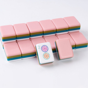 Tuiles de Mahjong Américain en Acrylique Style Perle Rose, Finition Polie à la Main, Ensemble de Sac de Rangement en Cristal Haut de Gamme, Cadeau pour la Maison - Product Image 2