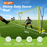 But de football portable 12x6 pieds, ultra stable, avec cadre métallique angulaire extérieur, filet en Tetoron 7 plis, sac de transport, piquets de sol, installation facile, pour jeunes