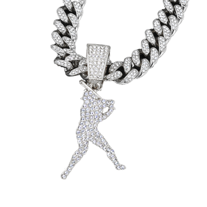 Collar de Jugador de Béisbol Unisex de Hip Hop, Chapado en Oro, con Colgante de Diamantes Iced Out, Estilo Bling - Product Image 4