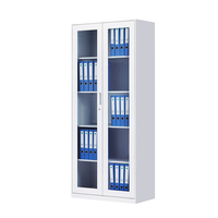 Armoire de classement à double porte en acier et verre, grande capacité, verrouillable, design moderne, durable, écologique, pour la maison et le bureau