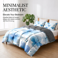 Ensemble de literie d'hiver en microfibre 3 pièces, couette réversible à imprimé floral 2D, chaude et épaisse, fournie directement par l'usine