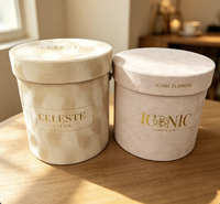 Boîte Cadeau Ronde Personnalisable OEM avec Design Seau à Fleurs en Carton Recyclé, Dorure à Chaud et Laminage Mat