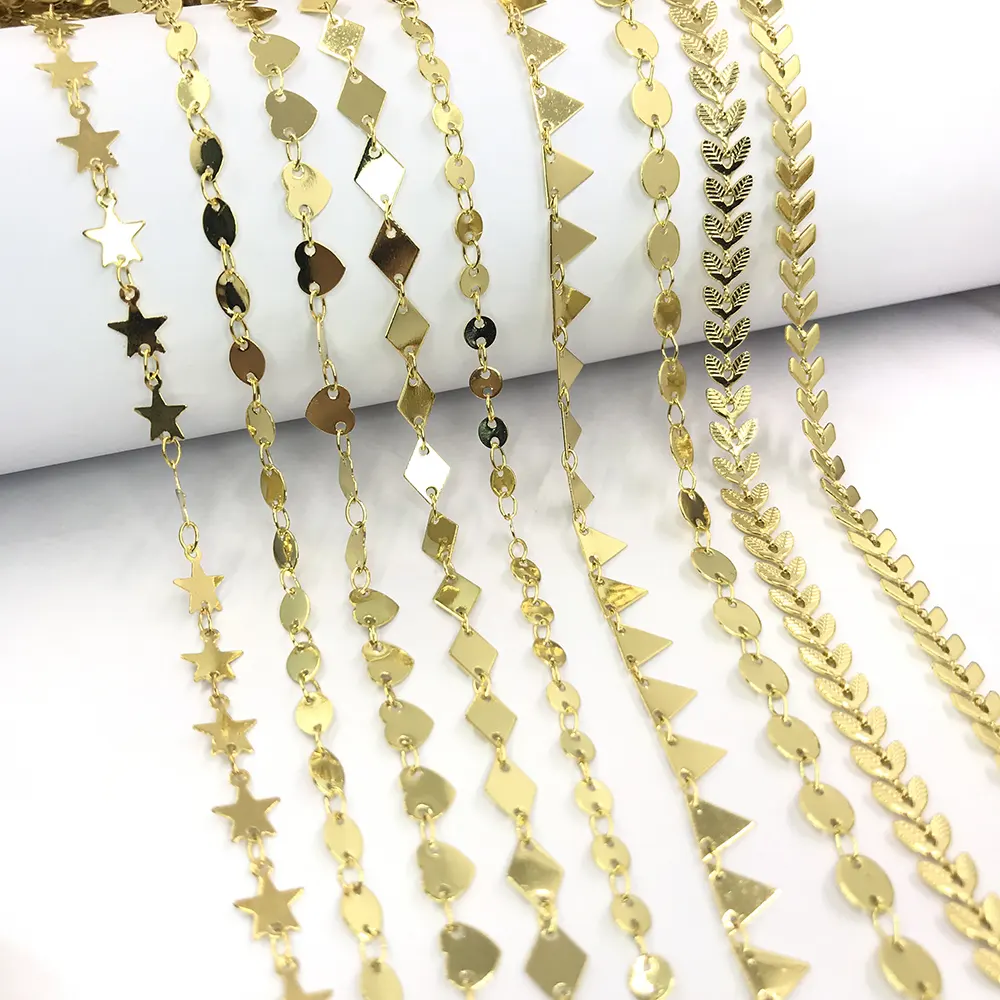 Wholesale Bulk Sale Brass Chain Gold Plated Necklace,Crystal Beads Roll Chains For Jewelry Making