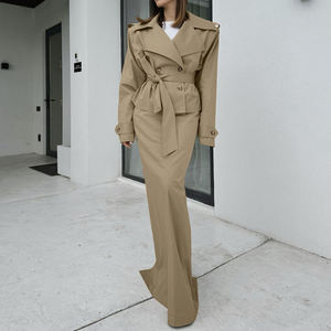 Elegante Completo <span class=keywords><strong>Donna</strong></span> Due Pezzi 2025, Set Gonna e Giacca, Trench Corto, Abbigliamento Autunno e Inverno - Product Image 1