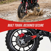 Mini moto cross 49cc à suspension inversée, double échappement, moteur 2 temps refroidi par air, transmission par chaîne, 40 km/h, moto tout-terrain à essence, roues de 10 pouces