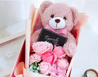 Roses artificielles en gros, ours en peluche, bouquet de fleurs de savon en forme de rose pour la Saint-Valentin, Noël, à offrir à votre petite amie, à votre amant