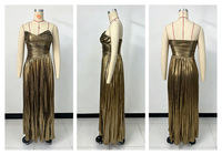 Robe de soirée élégante et sexy pour femme, sans bretelles, dos nu, taille haute, drapée, longue, couleur unie, collection 2026