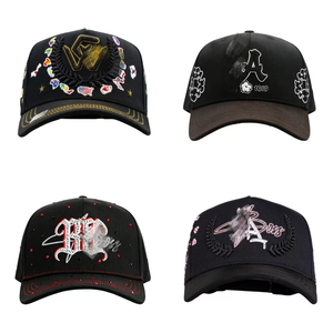 GG <b>HATS</b> Golden Saint Embroidery Letter China Print 5-Panel Baseball <b>Hat</b> Rhinestone Dotted Y2K Streetwear Sporty Adjustable High - Product Image 5
