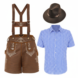 Traje de Oktoberfest alemán para hombre de cuero genuino de alta calidad, pantalones de traje bávaro, traje de Oktoberfest - Product Image 1