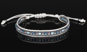 Bracelet bohème fait main en perles de pierre naturelle et de verre, bijoux tressés en cordon pour <span class=keywords><strong>femme</strong></span>, artisanat DIY, macramé réglable - Product Image 4