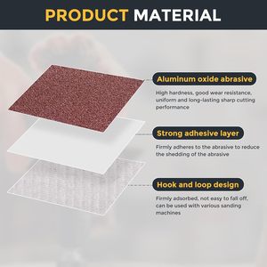 Papier abrasif rouge de haute qualité, 4 pouces (100 mm), sans trou, à crochets et boucles, oxyde d'<span class=keywords><strong>aluminium</strong></span>, pour le polissage des voitures et du bois - Product Image 2