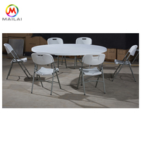 Table ronde pliable en plastique pour événements extérieurs, fêtes, mariages, convient à 8 à 10 personnes