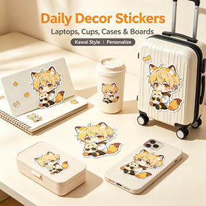 Autocollant Anime Chibi Garçon Renard, Étiquette Dessin Animé Imperméable, Forme Irrégulière, Vinyle Auto-Adhésif, Décoration Cadeau Artisanat - Product Image 6