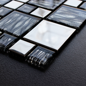 Phong Cách Mới Sang Trọng Trang Trí Cạnh Thẳng Gradient Hỗn Hợp Màu Bạc Xám Đen Khảm Thủy Tinh Cho Tường - Product Image 3