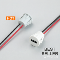 Cable USB Tipo-C de 2 Pines y 15CM, Conector de Alimentación Redondo Hembra LN-022E para Transmisor Bluetooth de Coche, Luces de Camping