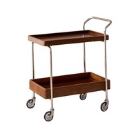 Table d'appoint mobile en acier inoxydable à double niveau et bois massif, style moderne minimaliste, chariot de rangement pour salon, mobilier de style mid-century
